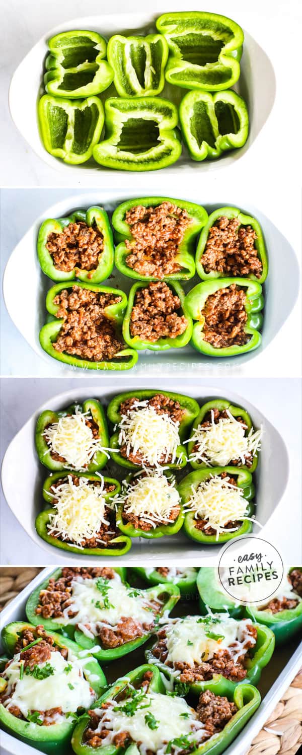Process on how to make Lasagna Stuffed Peppers