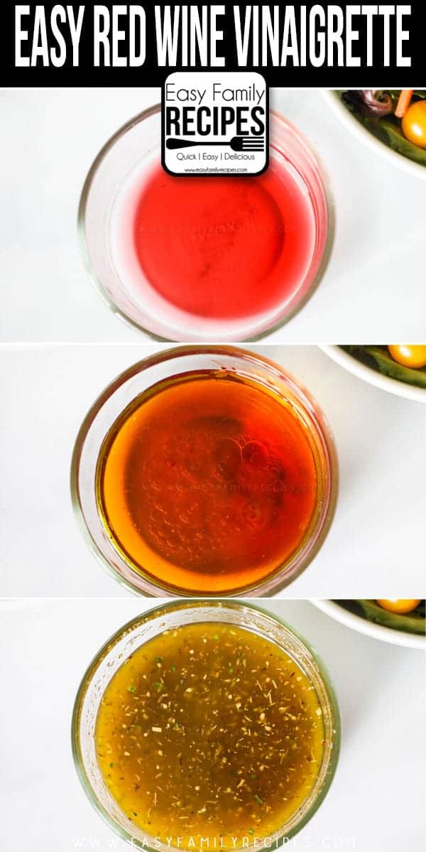 Steps to making Red Wine Vinaigrette.