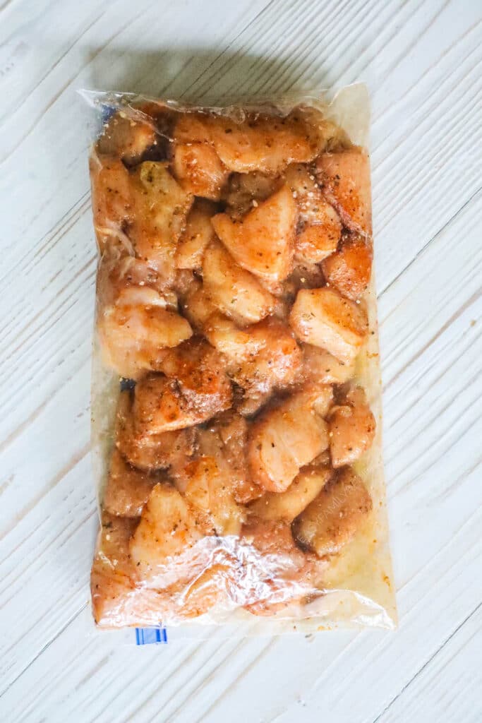 How to make Cajun Chicken Pasta Step 1: season the chicken and let marinate.