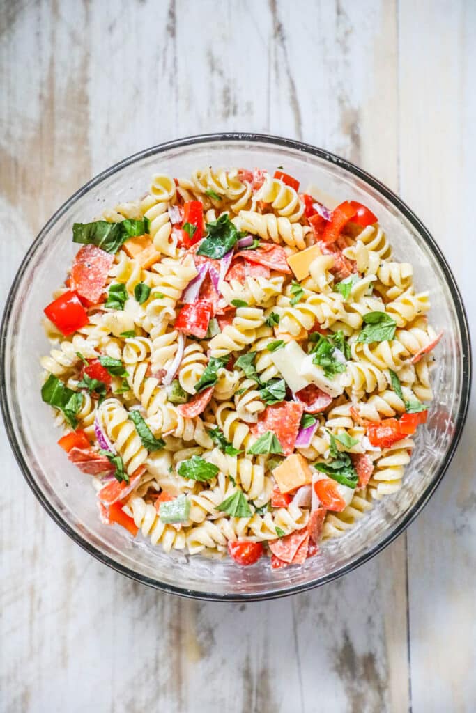 Step by step recipe for Rotini Pasta Salad. Step 4: Serve immediately or chill, then toss before serving. Enjoy!