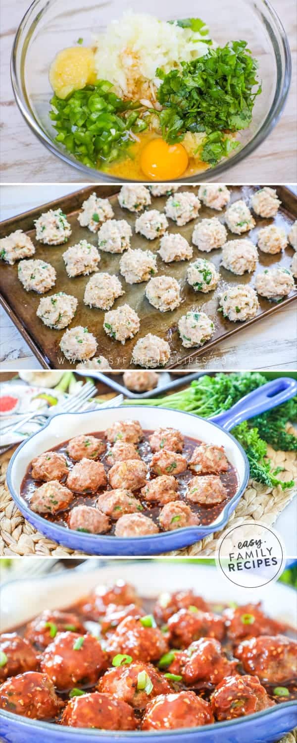 Steps to making Asian Turkey Meatballs. 