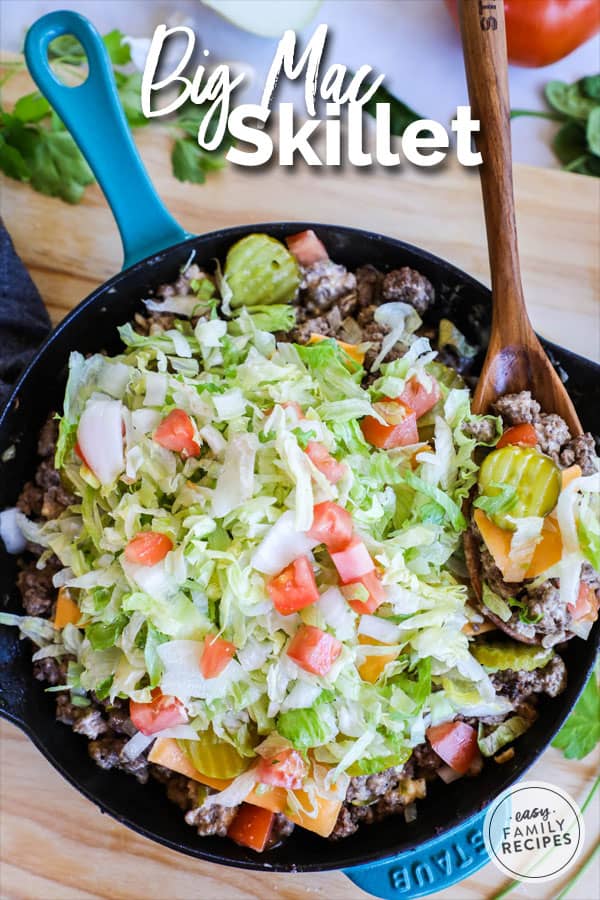 Big Mac Skillet on a table ready for a quick and easy dinner