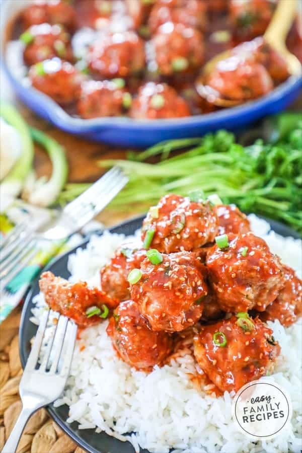 Asian turkey meatballs are mixture of sweet and savory. 