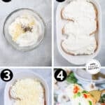 Process photos for how to make low carb creamy garlic parmesan chicken.