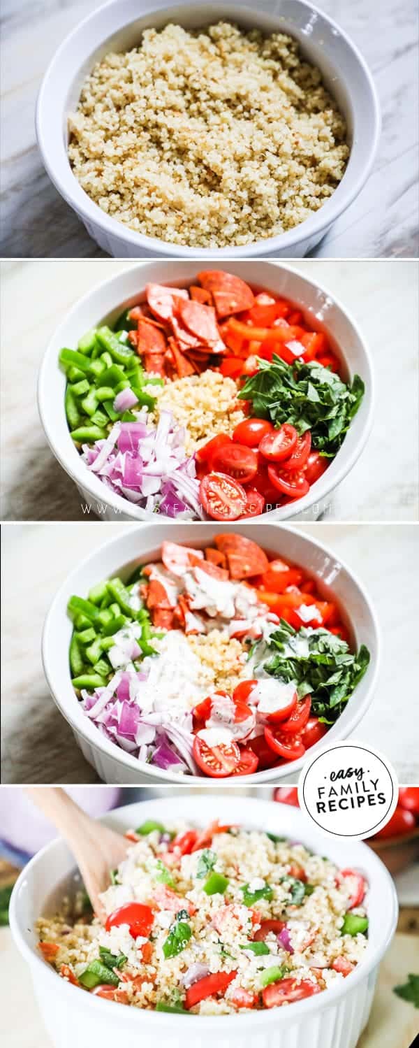 Steps to making Italian Quinoa Salad. 