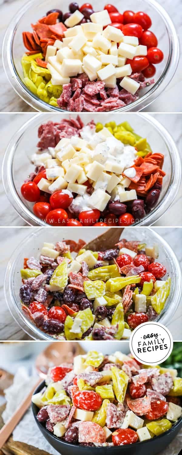 Steps to making antipasto salad