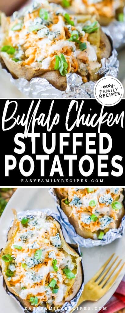 Buffalo Chicken Stuffed Baked Potatoes · Easy Family Recipes