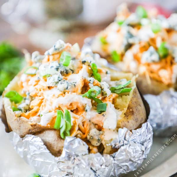 Buffalo Chicken Stuffed Baked Potatoes