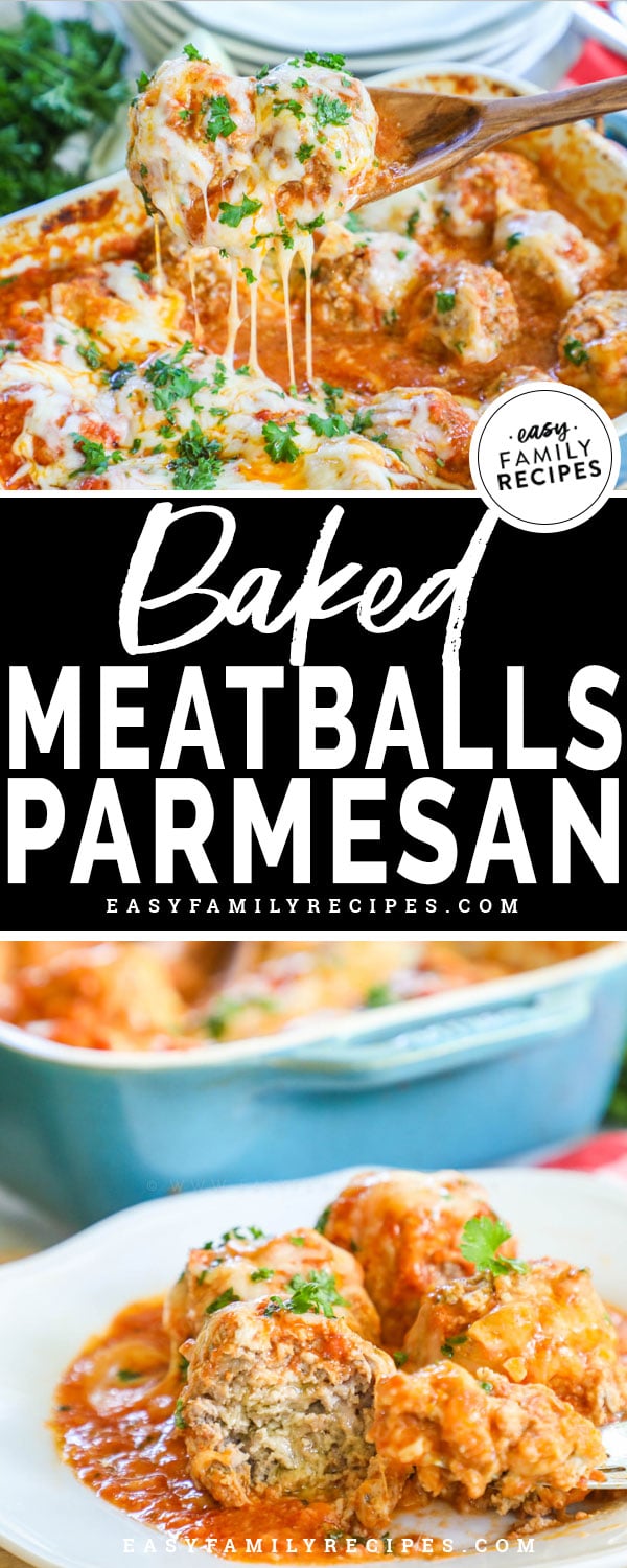 Meatball Parmesan Bake served on a plate as a Low Carb DInner