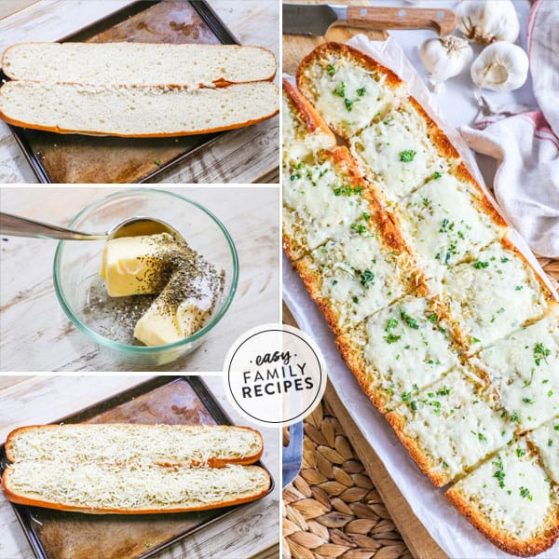Quick and easy cheesy garlic bread.