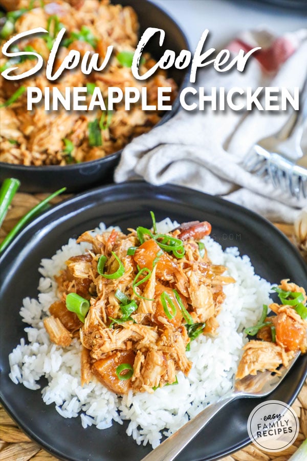 Crockpot Pineapple Chicken Served on RIce