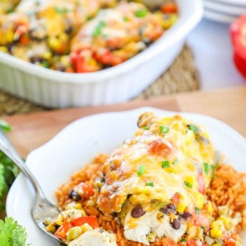 Recipe for easy baked southwest chicken.