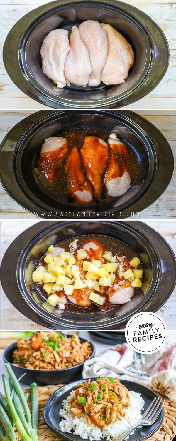 Process photos of How to Make Crockpot Pineapple Chicken