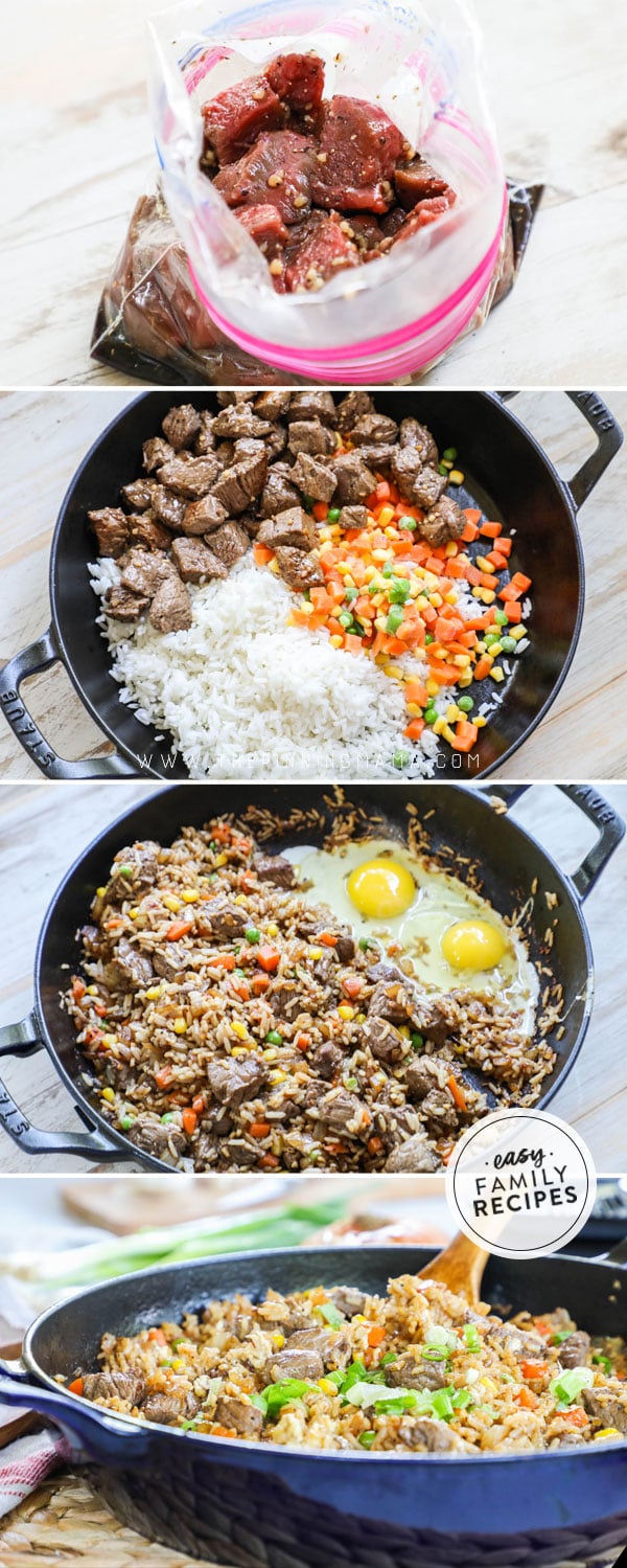 Process Photos of How to Make Steak Fried Rice