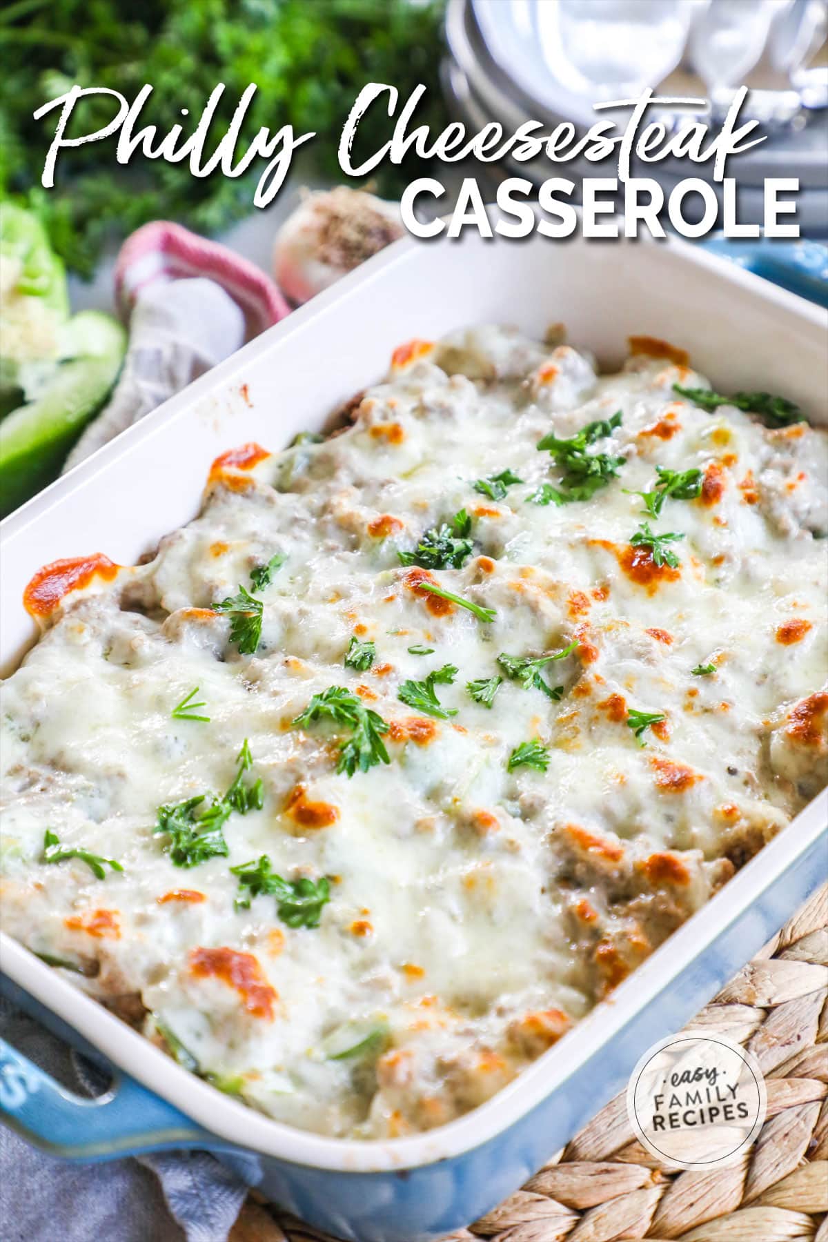 EASY + DELICIOUS Philly Cheesesteak Casserole · Easy Family Recipes