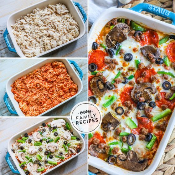 Step by Step Surpreme Chicken Pizza Bake Casserole