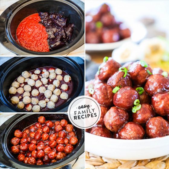 Grape jelly party meatballs in the slow cooker