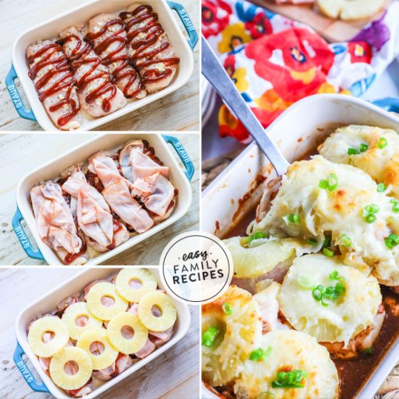 Step by Step Hawaiian Chicken in a casserole dish