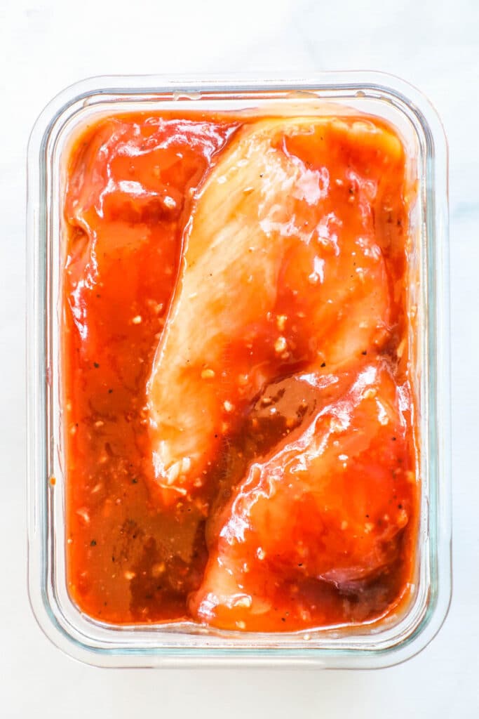Pour the marinade over the chicken to cover completely. Refrigerate for up to 4 hours