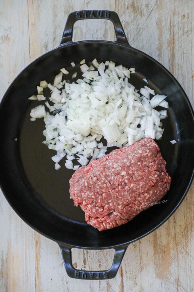 How to make Mexican ground beef skillet step 1: Add the lean ground beef and rice to hot skillet.