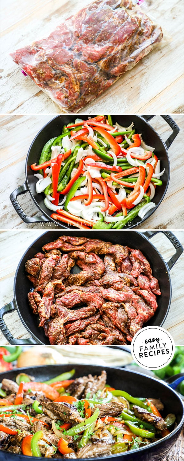 Process photos for How to Make steak fajitas with skirt steak