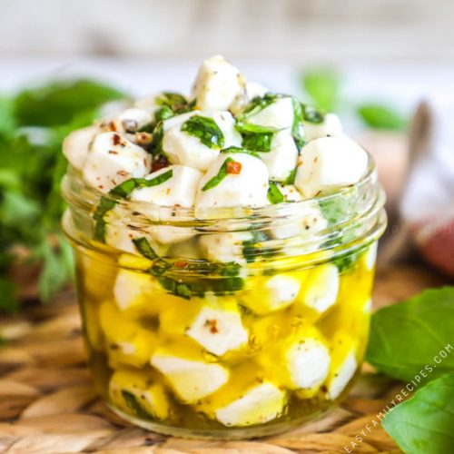 Marinated Mozzarella in a mason jar