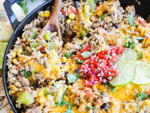 One Pot Mexican Beef and Rice Skillet