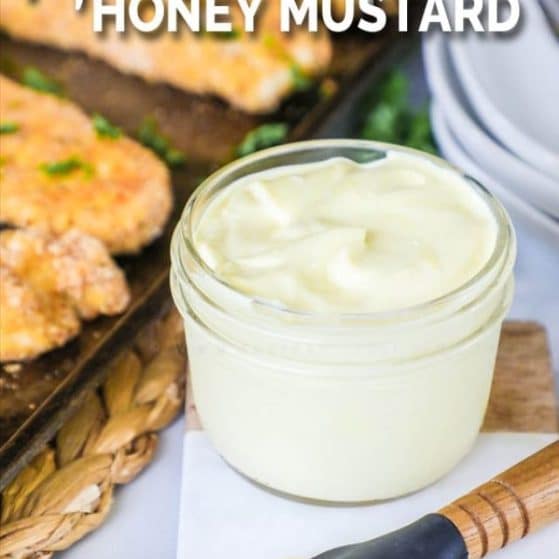Honey mustard sauce is homemade and super simple to make.