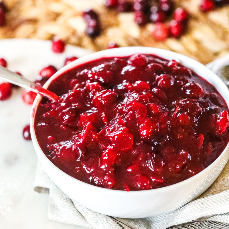 Store bought cranberry sauce in a bowl to make a nice presentation