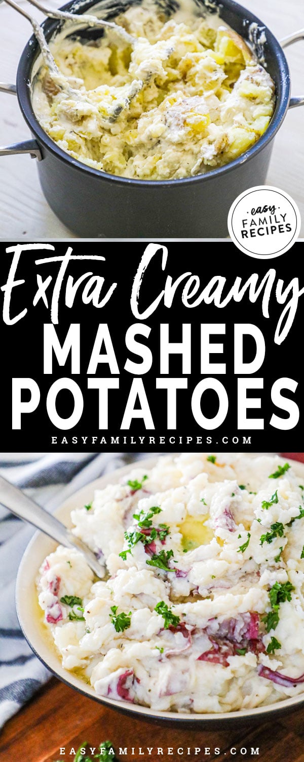 Creamy Mashed potatoes made with sour cream in a pot