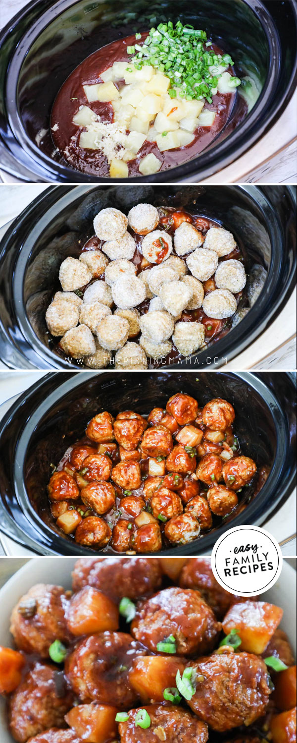 Prozessfotos für die Zubereitung von Hawaiian BBQ Meatballs