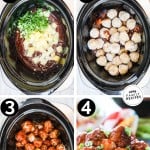 Process photos for how to make Hawaiian Meatballs in a Crockpot.