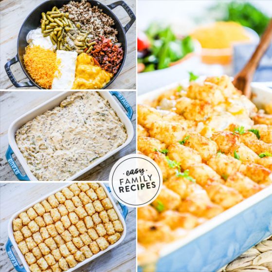 Step by Step to make Cheesy Tater tot casserole with green beans and bacon