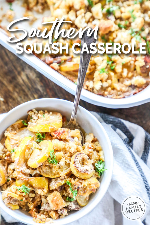 Easy Yellow Squash Casserole Served in a bowl