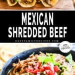 Beef tacos made with slow cooker mexican shredded beef.