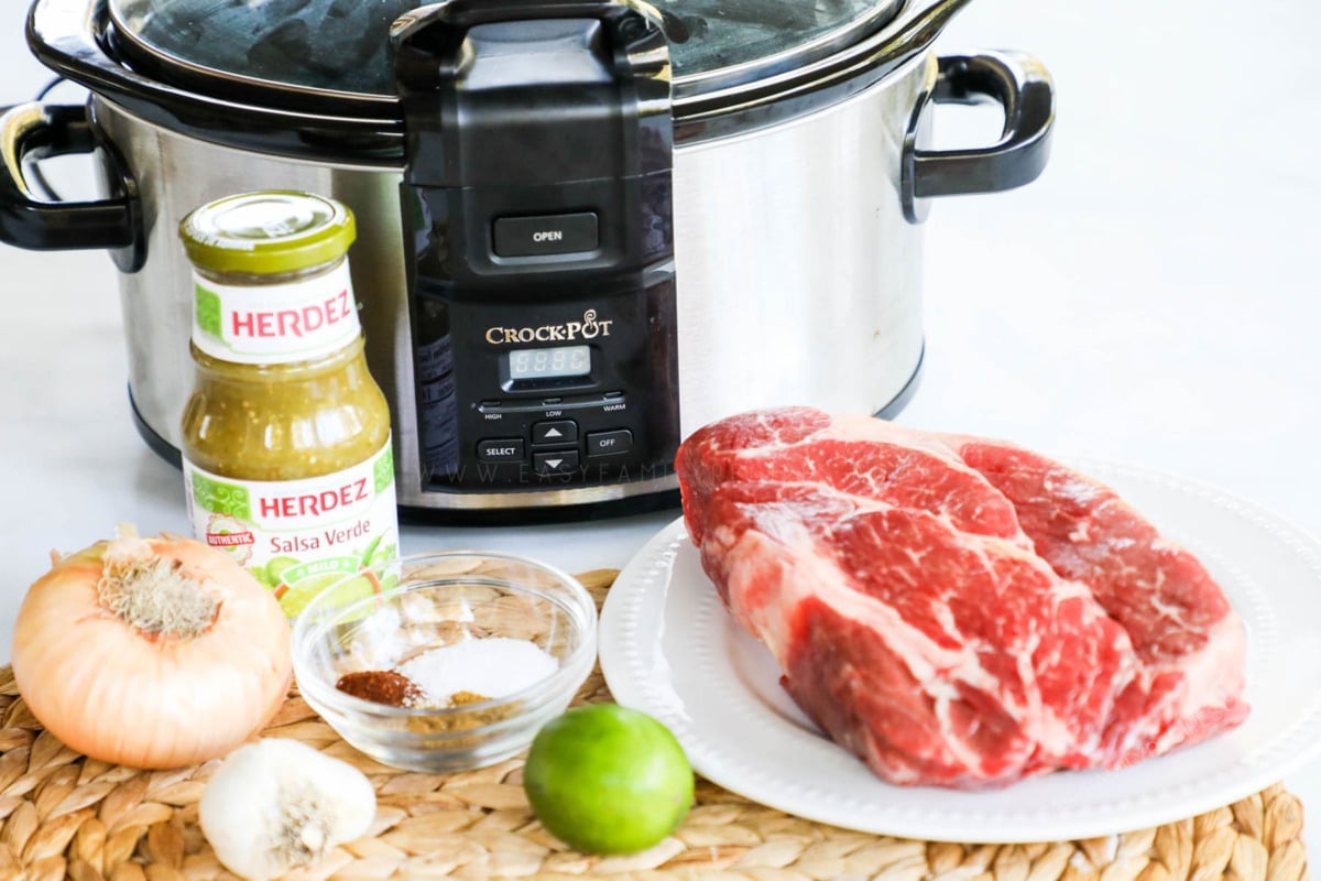 Ingredients for making Mexican Beef in the crockpot.
