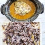 Process photos for how to make Mexican Shredded Beef in a crockpot.