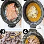 Process photos for how to make Mexican Shredded Beef in a crockpot.