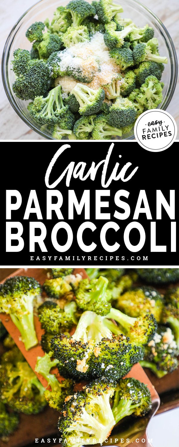 Ingredients for Roasted Garlic Parmesan Broccoli - broccoli florets, olive oil, parmesan cheese, garlic