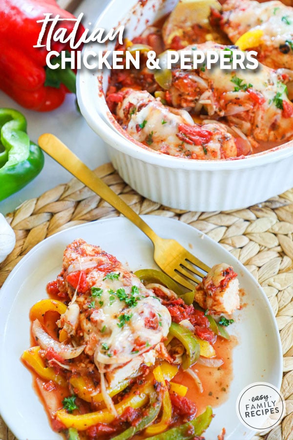 Italian Baked Chicken and Peppers served on a plate