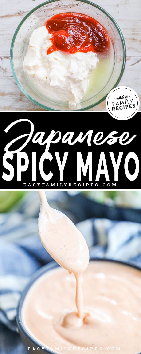 3 ingredients to make spicy mayo sauce in a bowl ready to mix