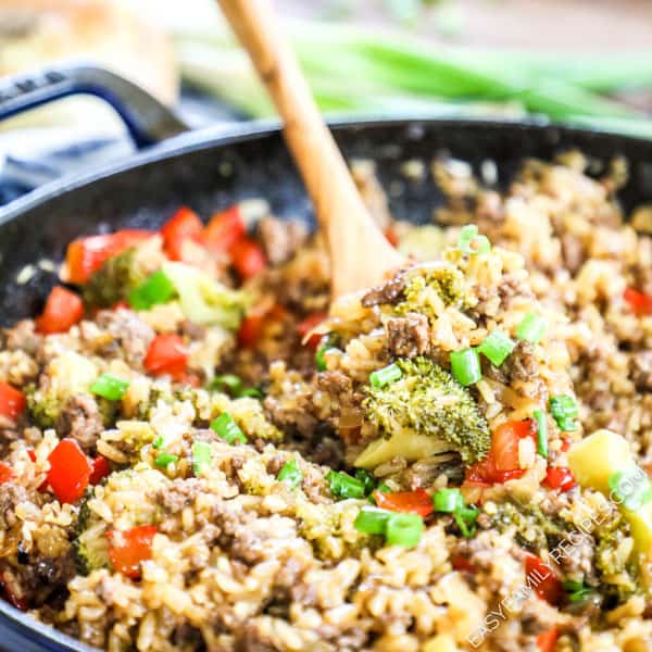 One-Pan Asian Ground Beef and Rice Recipe • FIVEheartHOME