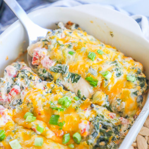 Mexican Spinach Chicken in Casserole Dish