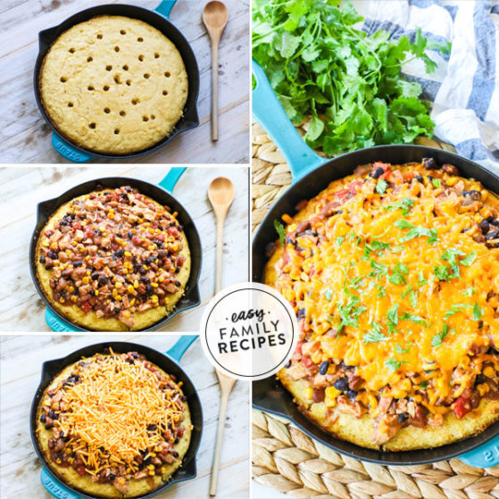Step by step to make baked chili with cornbread pie