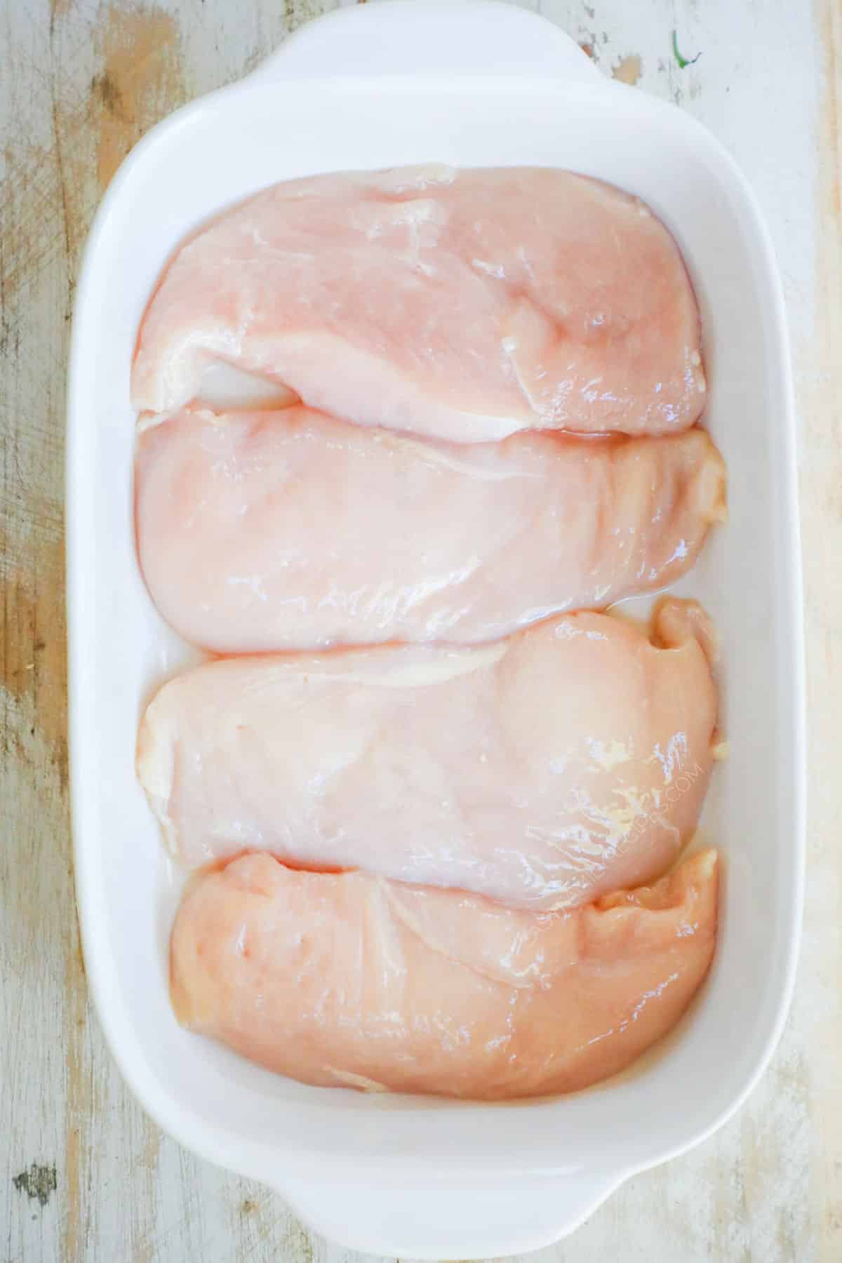 Step 1: Lay check breast in a casserole dish