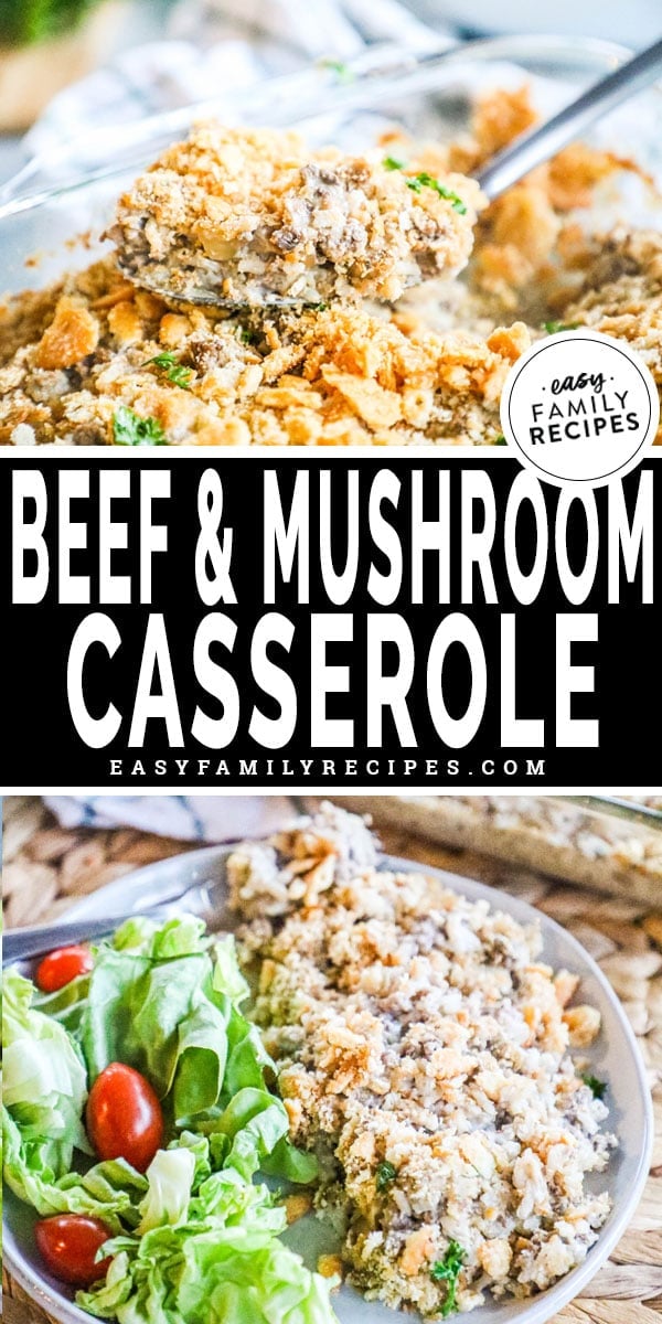 Beef and Mushroom Casserole  scooped onto spoon