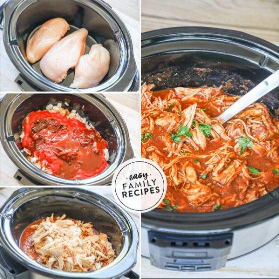 Steps for making chipotle chicken in the slow cooker
