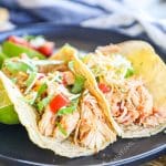 Tacos made with chicken from the crock pot