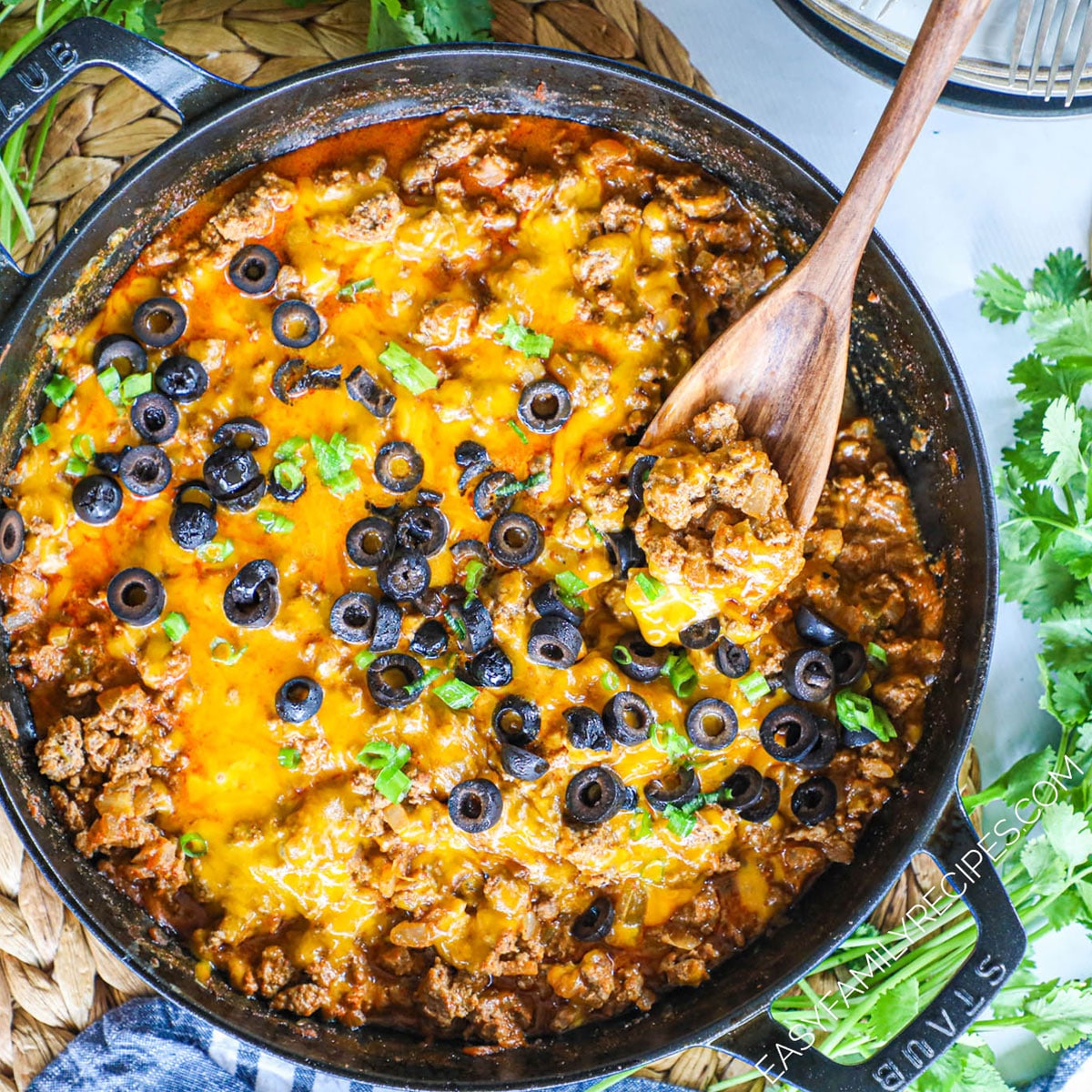 Cheesy Beef Enchilada Skillet