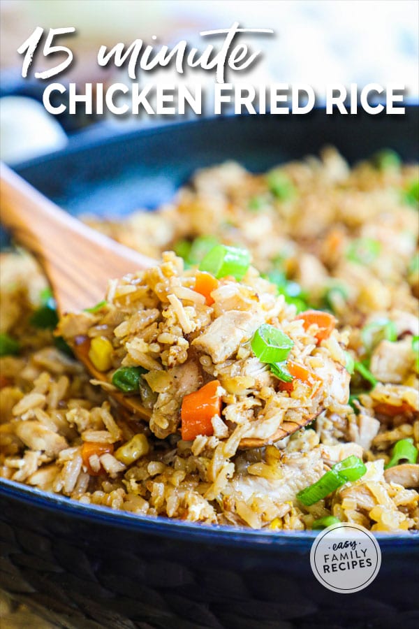 Chicken Fried Rice being lifted on a spatula